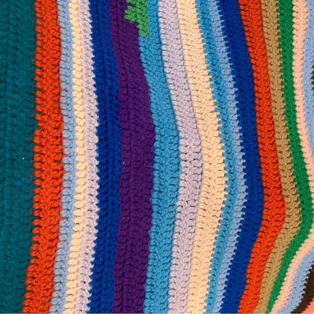 Tree Skirt Blanket Cottagecore Crochet Granny Afghan Multicolor Crochet Crib